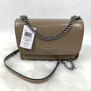 Coach Klare Crossbody Bag CC840 Crocodile-embossed Leather Silver /Stone NWT